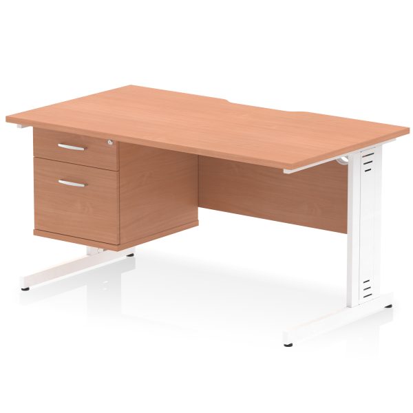 Pulse Scalloped Edge 1400mm Cable Managed Straight Desk With Single Fixed Pedestal - Image 5