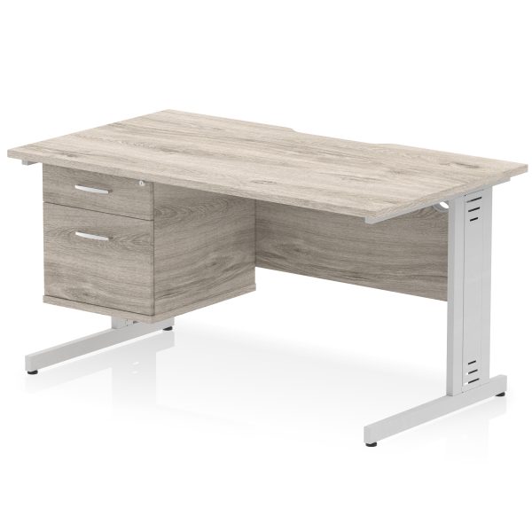 Pulse Scalloped Edge 1400mm Cable Managed Straight Desk With Single Fixed Pedestal - Image 7