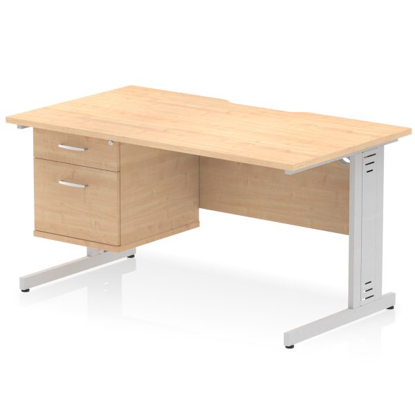 Pulse Scalloped Edge 1400mm Cable Managed Straight Desk With Single Fixed Pedestal - Image 10