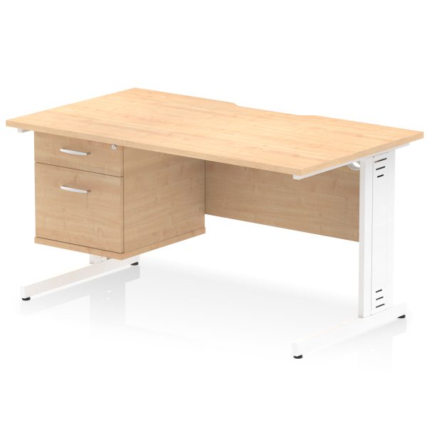 Pulse Scalloped Edge 1400mm Cable Managed Straight Desk With Single Fixed Pedestal - Image 11