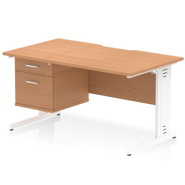Pulse Scalloped Edge 1400mm Cable Managed Straight Desk With Single Fixed Pedestal - Image 14