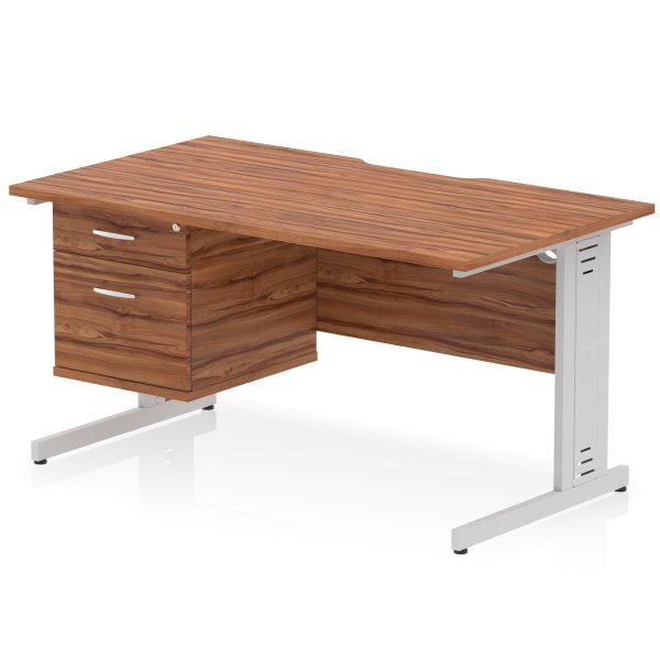 Pulse Scalloped Edge 1400mm Cable Managed Straight Desk With Single Fixed Pedestal - Image 16