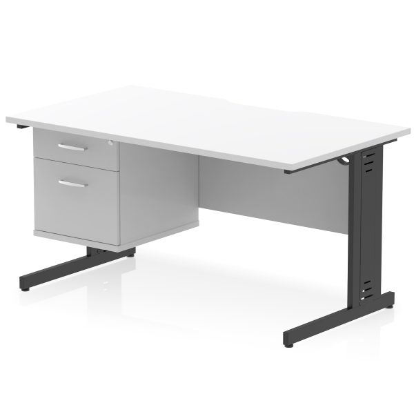 Pulse Scalloped Edge 1400mm Cable Managed Straight Desk With Single Fixed Pedestal - Image 18