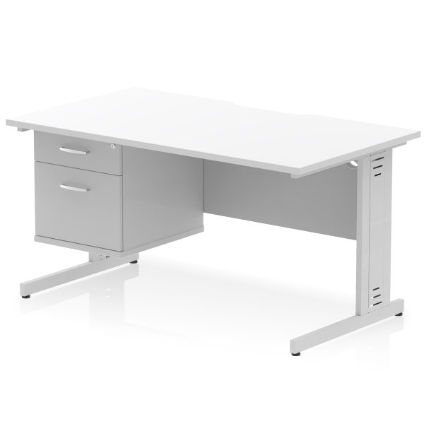 Pulse Scalloped Edge 1400mm Cable Managed Straight Desk With Single Fixed Pedestal - Image 19