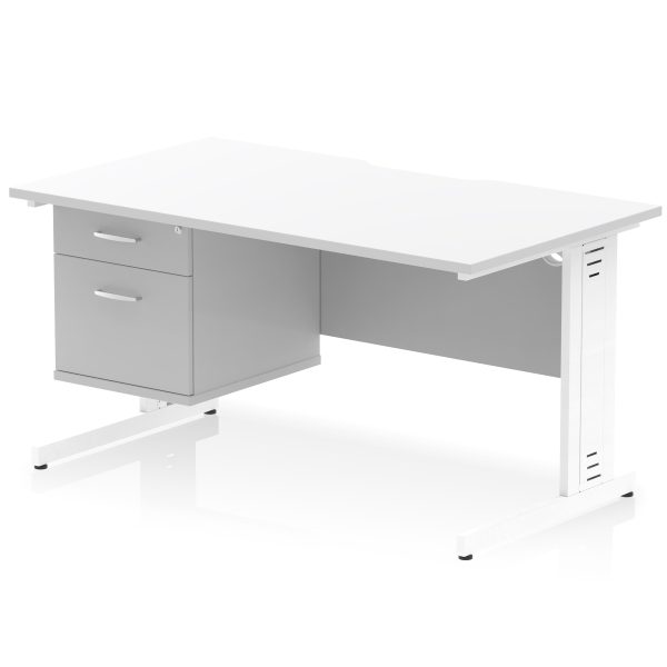 Pulse Scalloped Edge 1400mm Cable Managed Straight Desk With Single Fixed Pedestal - Image 20
