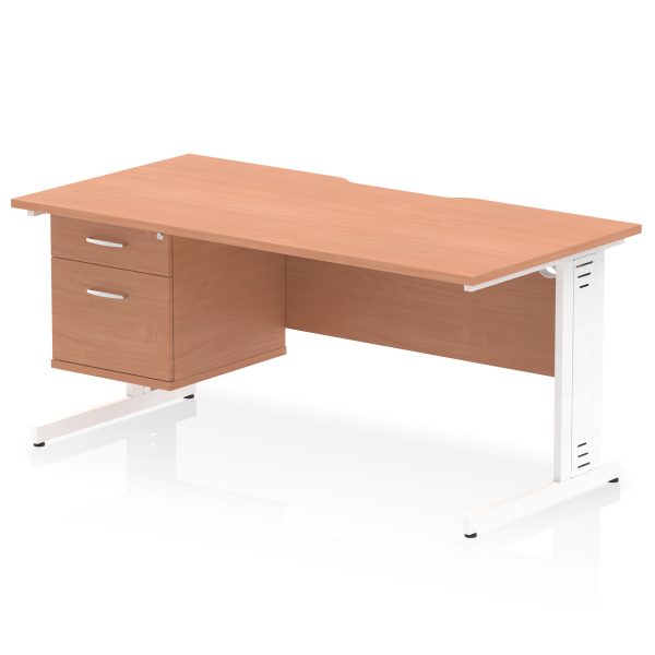 Pulse Scalloped Edge 1600mm Cable Managed Straight Desk With Single Fixed Pedestal - Image 5