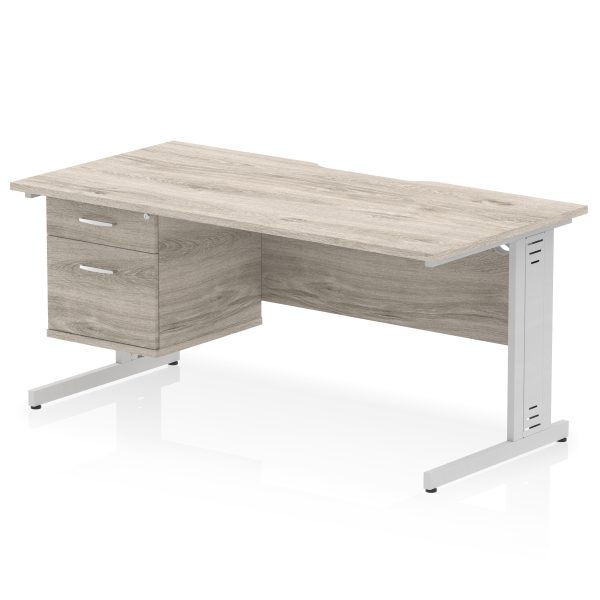 Pulse Scalloped Edge 1600mm Cable Managed Straight Desk With Single Fixed Pedestal - Image 7
