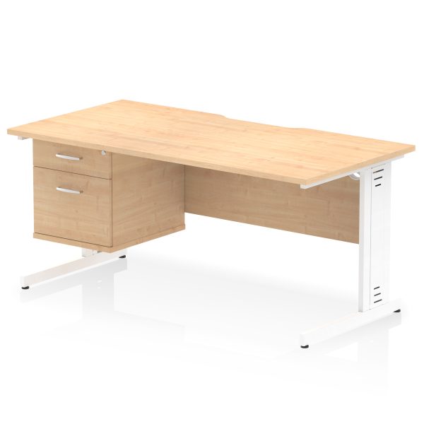 Pulse Scalloped Edge 1600mm Cable Managed Straight Desk With Single Fixed Pedestal - Image 11
