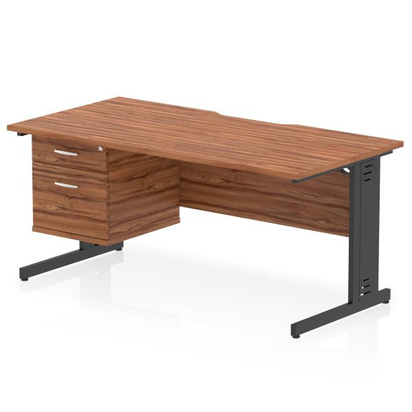Pulse Scalloped Edge 1600mm Cable Managed Straight Desk With Single Fixed Pedestal - Image 15
