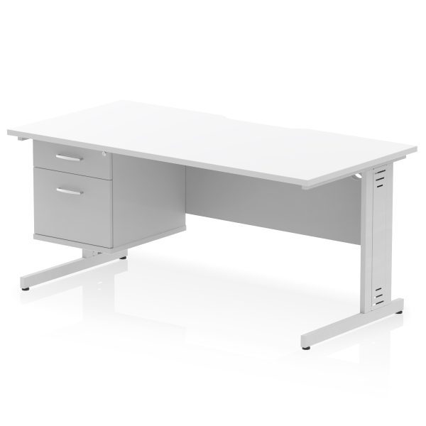 Pulse Scalloped Edge 1600mm Cable Managed Straight Desk With Single Fixed Pedestal - Image 19