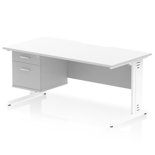 Pulse Scalloped Edge 1600mm Cable Managed Straight Desk With Single Fixed Pedestal - Image 20
