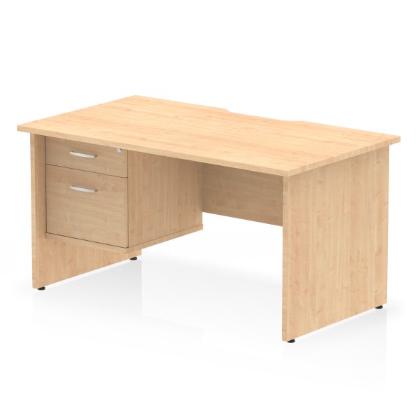 Pulse Scalloped Edge 1400mm Panel End Straight Desk With Single Fixed Pedestal - Image 5