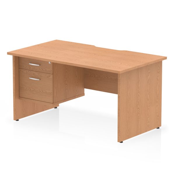 Pulse Scalloped Edge 1400mm Panel End Straight Desk With Single Fixed Pedestal - Image 6