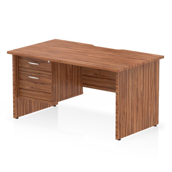 Pulse Scalloped Edge 1400mm Panel End Straight Desk With Single Fixed Pedestal - Image 7