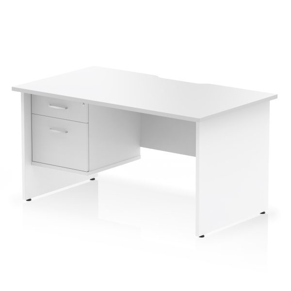 Pulse Scalloped Edge 1400mm Panel End Straight Desk With Single Fixed Pedestal - Image 8