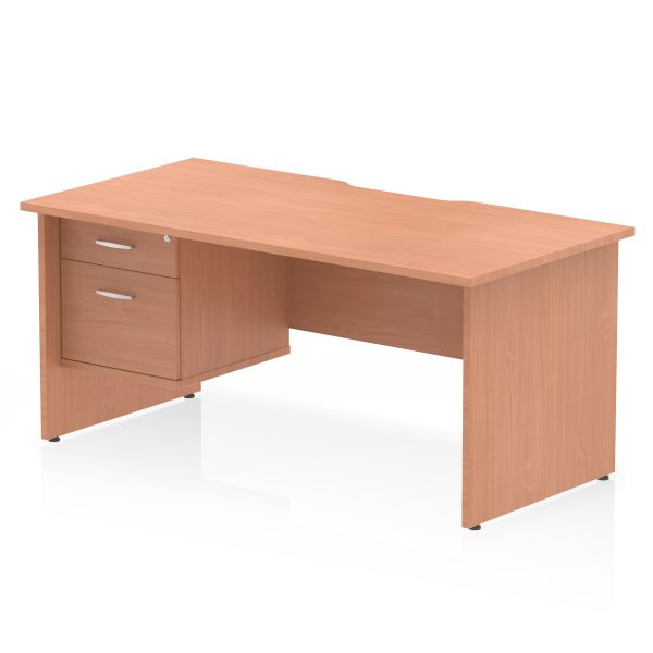 Pulse Scalloped Edge 1600mm Panel End Straight Desk With Single Fixed Pedestal - Image 3