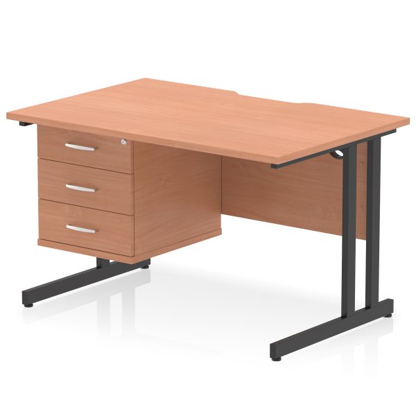 Pulse Scalloped Edge 1200mm Cantilever Straight Desk With Single Fixed Pedestal - Image 21