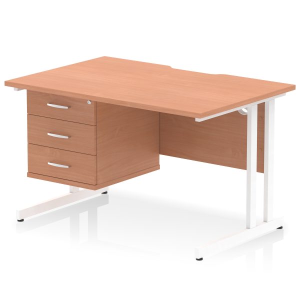 Pulse Scalloped Edge 1200mm Cantilever Straight Desk With Single Fixed Pedestal - Image 23