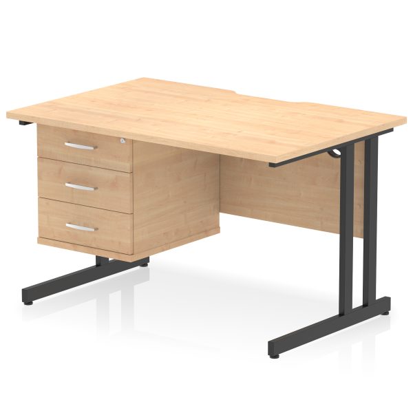 Pulse Scalloped Edge 1200mm Cantilever Straight Desk With Single Fixed Pedestal - Image 27