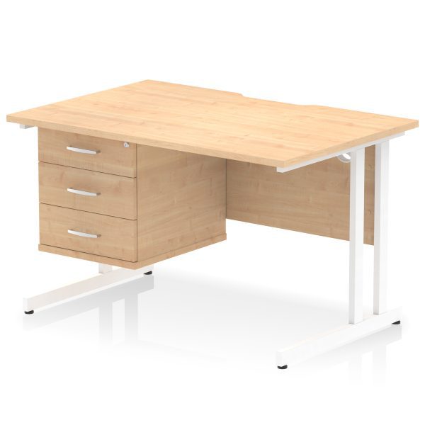 Pulse Scalloped Edge 1200mm Cantilever Straight Desk With Single Fixed Pedestal - Image 29