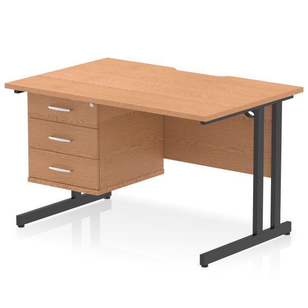 Pulse Scalloped Edge 1200mm Cantilever Straight Desk With Single Fixed Pedestal - Image 30