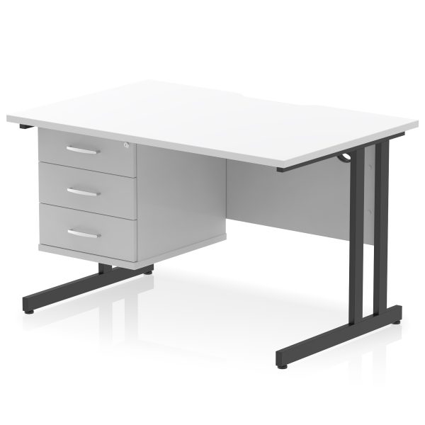 Pulse Scalloped Edge 1200mm Cantilever Straight Desk With Single Fixed Pedestal - Image 36