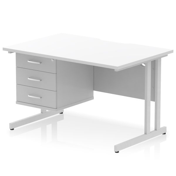 Pulse Scalloped Edge 1200mm Cantilever Straight Desk With Single Fixed Pedestal - Image 37