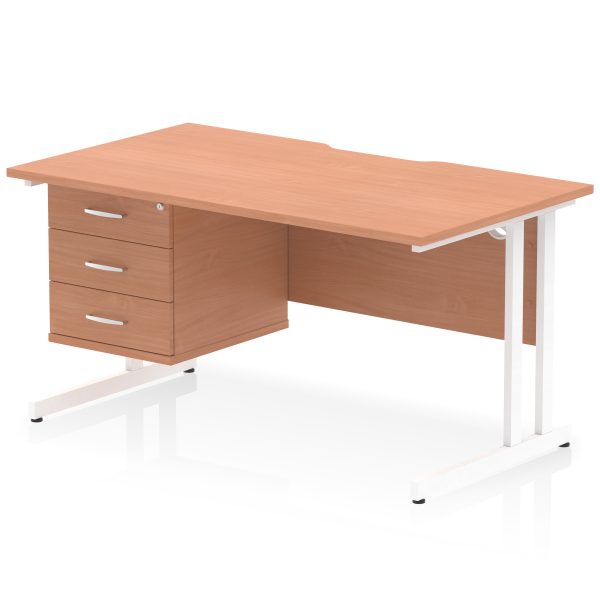 Pulse Scalloped Edge 1400mm Cantilever Straight Desk With Single Fixed Pedestal - Image 23