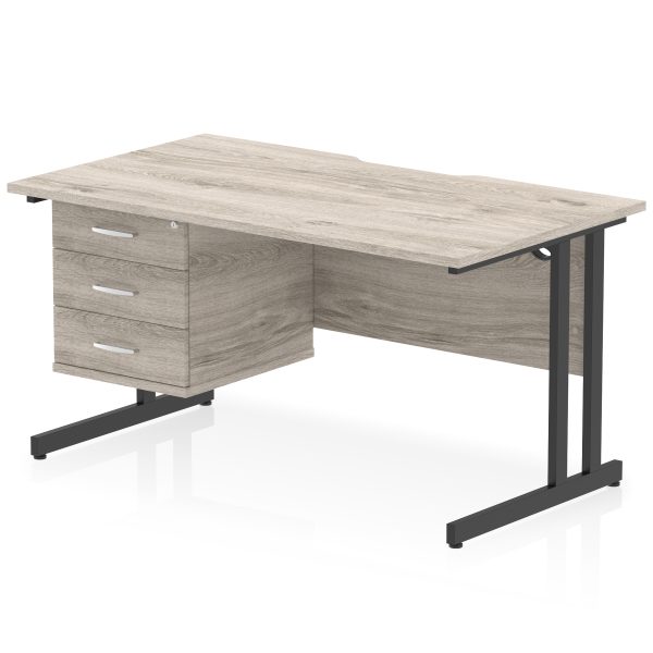 Pulse Scalloped Edge 1400mm Cantilever Straight Desk With Single Fixed Pedestal - Image 24