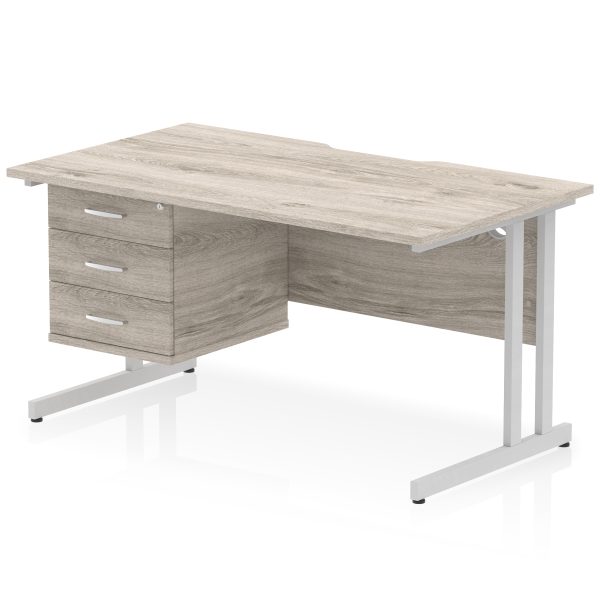 Pulse Scalloped Edge 1400mm Cantilever Straight Desk With Single Fixed Pedestal - Image 25
