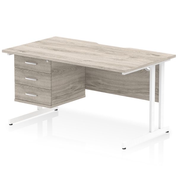 Pulse Scalloped Edge 1400mm Cantilever Straight Desk With Single Fixed Pedestal - Image 26