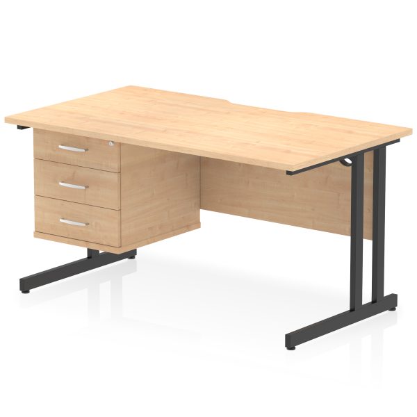 Pulse Scalloped Edge 1400mm Cantilever Straight Desk With Single Fixed Pedestal - Image 27