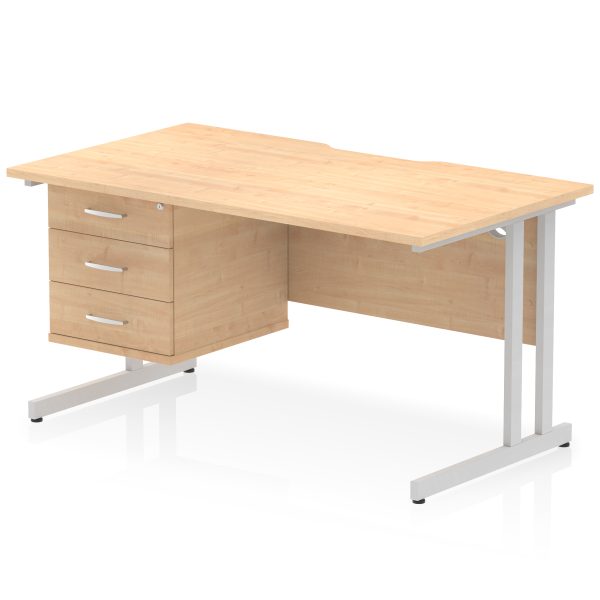 Pulse Scalloped Edge 1400mm Cantilever Straight Desk With Single Fixed Pedestal - Image 28