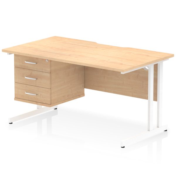Pulse Scalloped Edge 1400mm Cantilever Straight Desk With Single Fixed Pedestal - Image 29