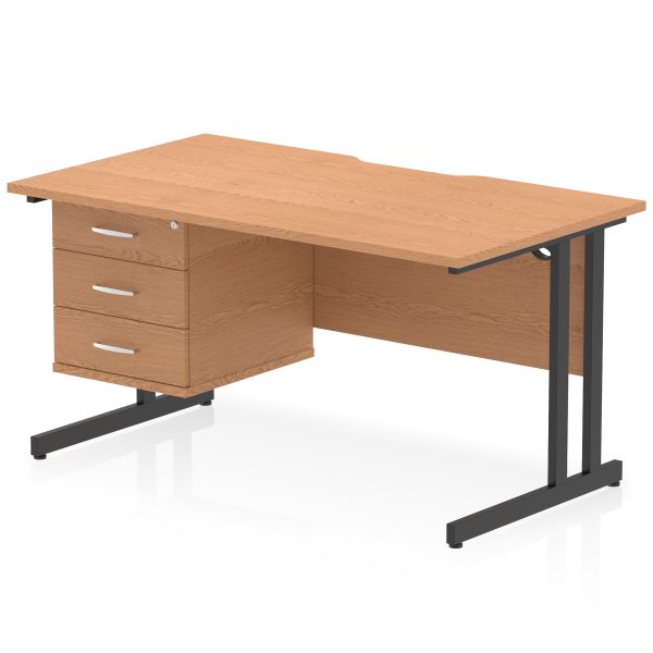 Pulse Scalloped Edge 1400mm Cantilever Straight Desk With Single Fixed Pedestal - Image 30