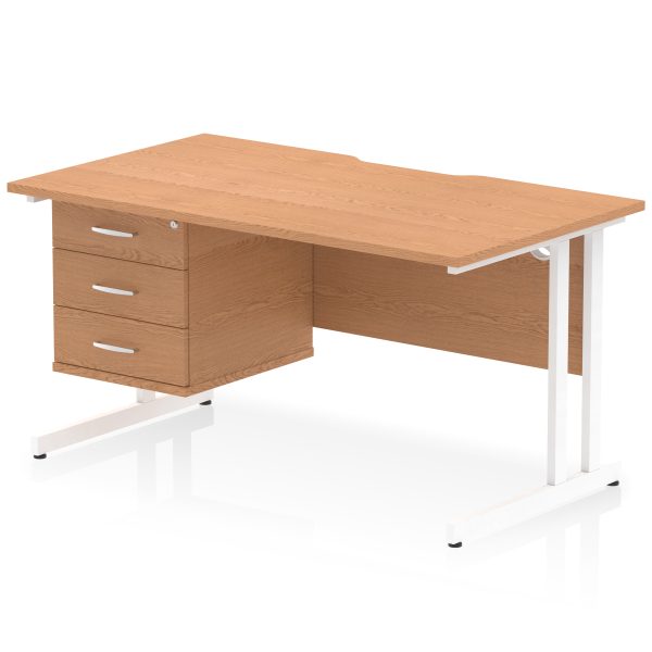 Pulse Scalloped Edge 1400mm Cantilever Straight Desk With Single Fixed Pedestal - Image 32