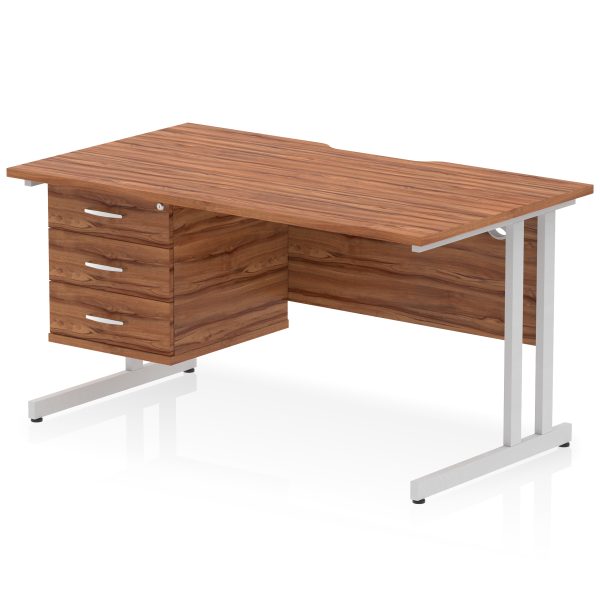 Pulse Scalloped Edge 1400mm Cantilever Straight Desk With Single Fixed Pedestal - Image 34