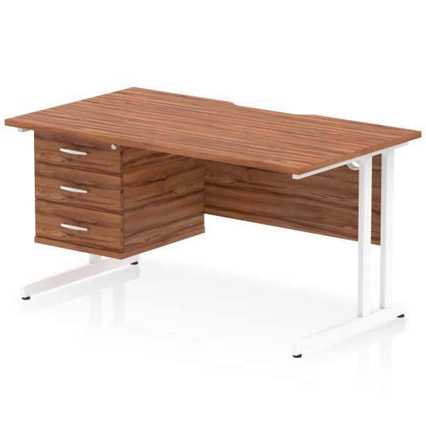 Pulse Scalloped Edge 1400mm Cantilever Straight Desk With Single Fixed Pedestal - Image 35