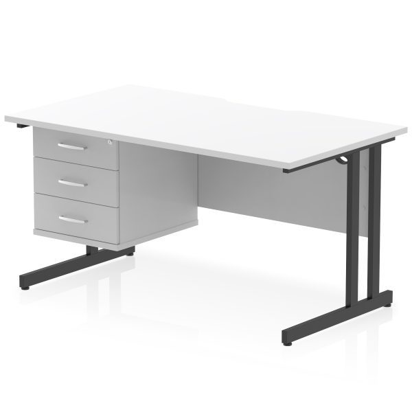 Pulse Scalloped Edge 1400mm Cantilever Straight Desk With Single Fixed Pedestal - Image 36