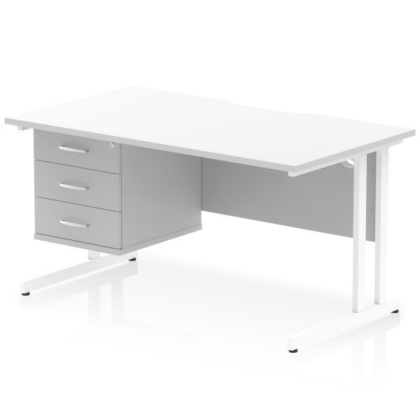 Pulse Scalloped Edge 1400mm Cantilever Straight Desk With Single Fixed Pedestal - Image 38