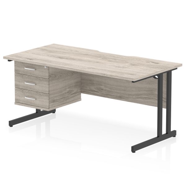 Pulse Scalloped Edge 1600mm Cantilever Straight Desk With Single Fixed Pedestal - Image 24