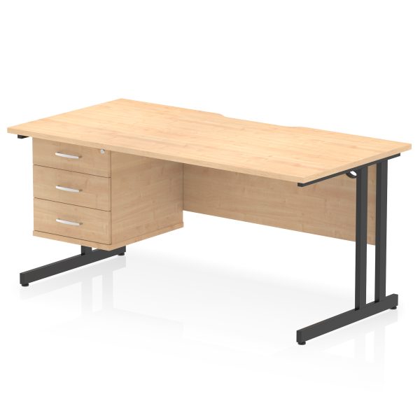 Pulse Scalloped Edge 1600mm Cantilever Straight Desk With Single Fixed Pedestal - Image 27