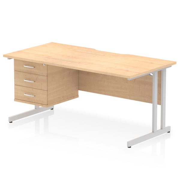 Pulse Scalloped Edge 1600mm Cantilever Straight Desk With Single Fixed Pedestal - Image 28
