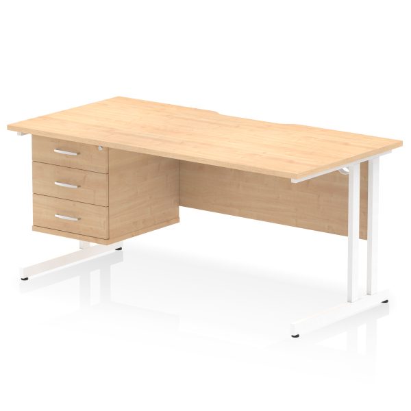 Pulse Scalloped Edge 1600mm Cantilever Straight Desk With Single Fixed Pedestal - Image 29