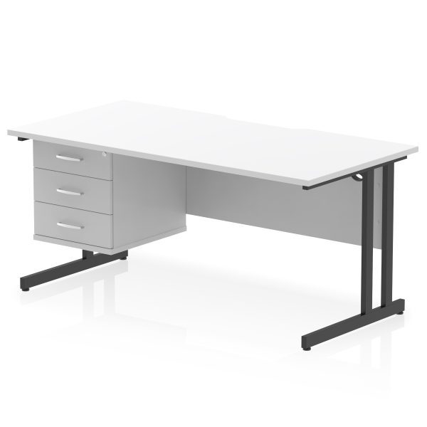 Pulse Scalloped Edge 1600mm Cantilever Straight Desk With Single Fixed Pedestal - Image 36