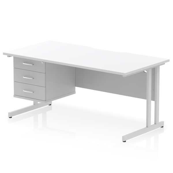 Pulse Scalloped Edge 1600mm Cantilever Straight Desk With Single Fixed Pedestal - Image 37