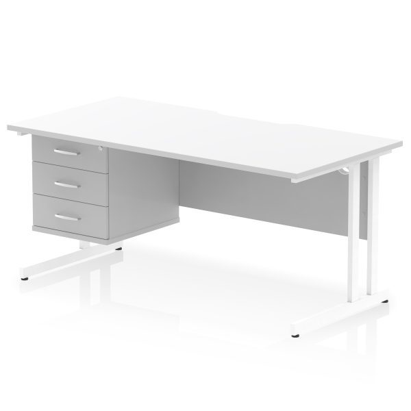 Pulse Scalloped Edge 1600mm Cantilever Straight Desk With Single Fixed Pedestal - Image 38