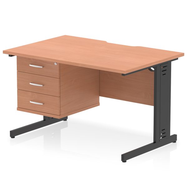 Pulse Scalloped Edge 1200mm Cable Managed Straight Desk With Single Fixed Pedestal - Image 21