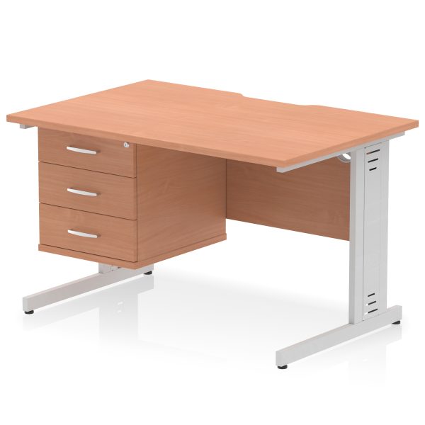 Pulse Scalloped Edge 1200mm Cable Managed Straight Desk With Single Fixed Pedestal - Image 22