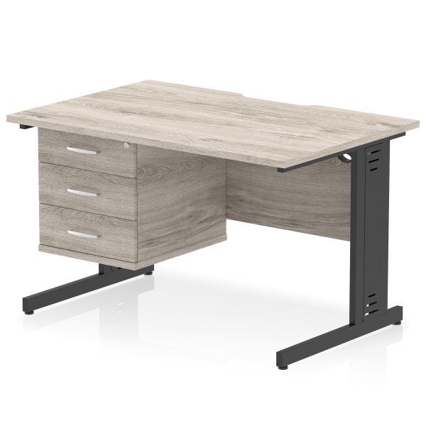 Pulse Scalloped Edge 1200mm Cable Managed Straight Desk With Single Fixed Pedestal - Image 24